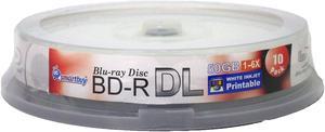 Smartbuy 6X BD-R DL 50GB Dual Layer White Inkjet Hub Printable Video Audio Photo Data Recordable Disc (10 Packs)