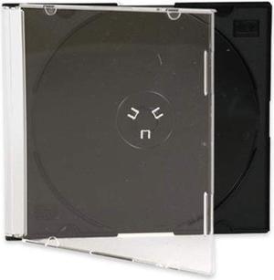 Slim 5.2mm Jewel Case Thin Clear Single CD DVD Disc Storage w/Built-in Black Tray (100 Pack)
