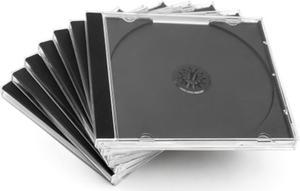 25 Pack Smartbuy Standard 10.4 mm Clear Jewel Case Single CD DVD Disc Storage with Assembled Black Removable Tray