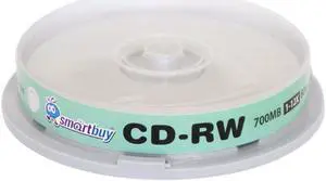 Smartbuy CD-RW 1-12X 700MB/80Min High Speed Branded Logo Rewritable Blank Data Media Disc