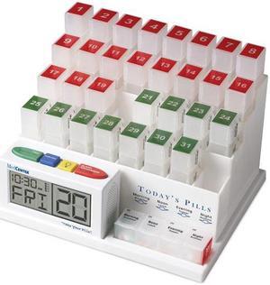 MedCenter System Interactive 31 day Pill Organizer / Storage with Talking 4 Alarm Reminder Clock