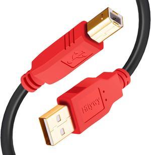 Printer Cable 20 ft USB Printer Cable USB 2.0 Printer Scanner Cable USB Type A Male to B Male Cord for HP Canon Dell Lexmark Epson Xerox Samsung & More - Red