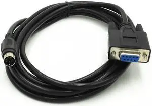 XJS 8P Mini Din Male to Female DB9 RS232 PLC Programming Adapter Cable 10Ft (DB9 RS232)