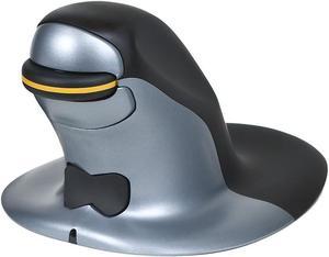 Posturite Penguin Ambidextrous Wireless Ergonomic Mouse Rechargeable, Alleviates RSI, Easy-Glide, Vertical Design, PC Computer & Apple Mac Compatible (Black/Silver, Size: Small)