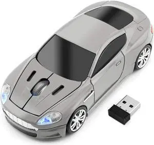 ECOiNVA Wireless Sports Car Mouse Laptop Desktop Mouse Computer Optical Mice 2.4GHz USB Mouse (Gray)