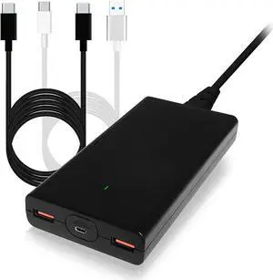BatPower P120B High Power Delivery Slim 120W USB-C Laptop Charger Compatible with Surface Book 3 2 Pro X Laptop PD USB C Power Supply Notebook Tablet Type C Adapter Dual USB QC3.0