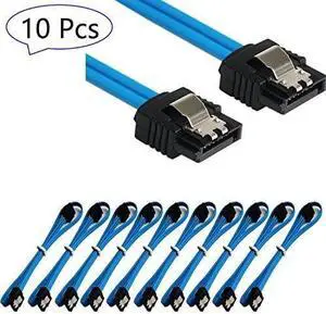 Wonderful Direct Sata Cable SATA III 6.0 Gbps 7pin Female to Female Data Cable with Locking Latch for HDD 18-inch SATA Cables (Blue 10pack Sata Cable)