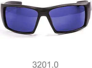 Sunglasses OCEAN ARUBA Women Men Unisex Water Sports Surf Polarized Full Frame Wrap & Rectangle (Matte Black / Tech Coating Blue)