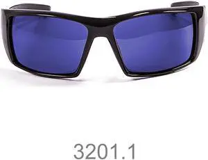 Sunglasses OCEAN ARUBA Women Men Unisex Water Sports Surf Polarized Full Frame Wrap & Rectangle (Shiny Black / Tech Coating Blue)