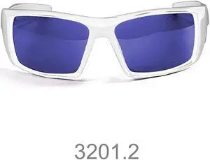 Sunglasses OCEAN ARUBA Women Men Unisex Water Sports Surf Polarized Full Frame Wrap & Rectangle (Shiny White / Tech Coating Blue)