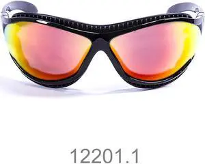 Sunglasses OCEAN TIERRA DE FUEGO Women Men Unisex Water Sports Kiteboarding Surf Polarized Full Frame Goggle & Rectangle (Shiny Black / Red Mirror)