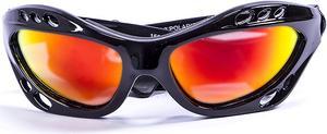 OCEAN Sunglasses CUMBUCO Polarized shiny black with revo red lens