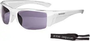 OCEAN Sunglasses GUADALUPE Polarized shiny white with Smoke lens