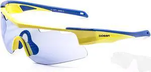 OCEAN Sunglasses ALPINE yellow adn blue higher frame with blue with blue lens