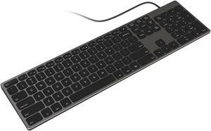 Aluminum USB Wired Keyboard with Numeric Keypad for PC Windows 10/8 / 7 / Vista/XP