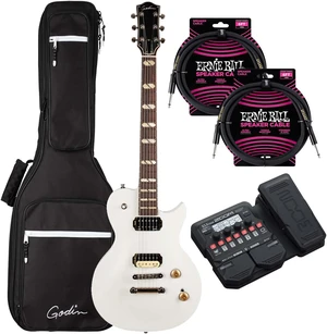 Godin (050475) Summit Electric Guitar - Trans White, Zoom G1X Pedal, (2) ErnieBall Cables Bundle Godin (050475) Summit Electric Guitar - Trans White, Zoom G1X Pedal, (2) ErnieBall Cables Bundle