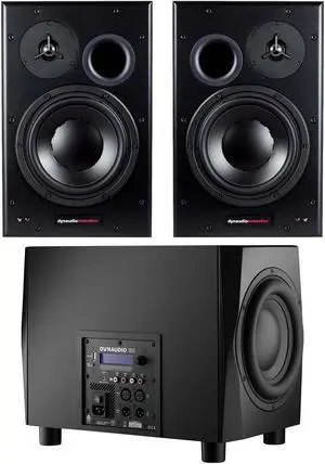 (2) Dynaudio BM15A 10 inch Powered Monitors, Dynaudio Sub 18S Bundle