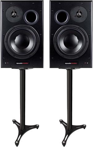 (2) Dynaudio BM15A 10 inch Powered Monitors, Ultimate Support MS-90/36B Stands Bundle