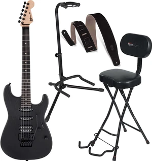 Charvel Pro-Mod San Dimas Style 1 HSS FR Sassafras Satin Black, Levi's MS26-BLK, Gator GFW-GTR-1000 Stand, Gator GFW-GTR-SEAT Bundle Charvel Pro-Mod San Dimas Style 1 HSS FR Sassafras Satin Black, Levi's MS26-BLK, Gator GFW-GTR-1000 Stand, Gator GFW-GTR-SEAT Bundle