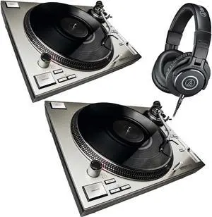 (2) Reloop RP-7000 MK2 (Silver) Turntables, Audio Technica ATH-M40X Bundle