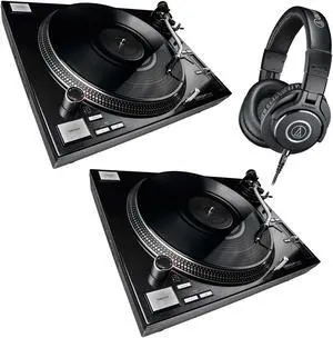 (2) Reloop RP-7000 MK2 (Black) Turntables, Audio Technica ATH-M40X Bundle