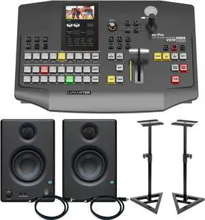 Lumantek ez-Pro VS10 3G-SDI/HDMI Video Switcher, Presonus Eris3.5 Monitors, Studio Monitor Stands, (2) RCA Cables Bundle