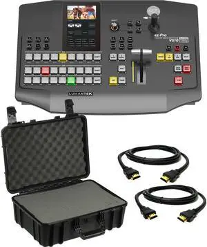 Lumantek ez-Pro VS10 3G-SDI/HDMI Video Switcher, Hard Case with Foam #801 Watertight IP67, (2) HDMI Cables Bundle