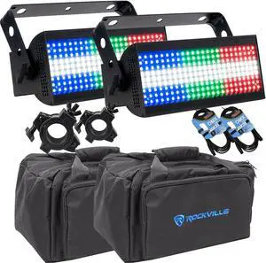 (2) American DJ Jolt 300, (2) Rockville RLB30 Bag, (2) Clamp, (2) DMX Cables Bundle