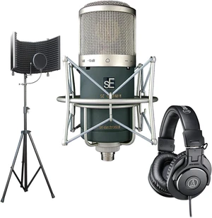 sE Electronics Gemini II Large-diaphragm Condenser Microphone, AxcessAbles SF-101KIT Recording Studio Kit, AT ATH M30X Bundle sE Electronics Gemini II Large-diaphragm Condenser Microphone, AxcessAbles SF-101KIT Recording Studio Kit, AT ATH M30X Bundle