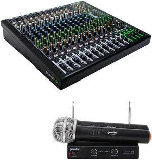 Mackie ProFX16v3 16-Channel Sound Reinforcement Mixer with Built-In FX + Gemini VHF-02M Professional Audio DJ Equimpent Dual Channel Wireless VHF System Mackie ProFX16v3 16-Channel Sound Reinforcement Mixer with Built-In FX + Gemini VHF-02M Professional Audio DJ Equimpent Dual Channel Wireless VHF System