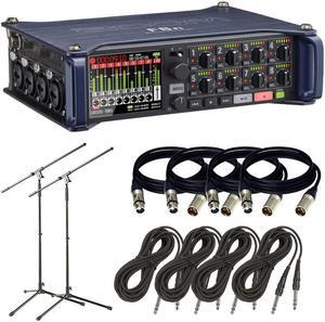 Zoom F8n Multi-Track Field Recorder + Tripod Mic Stand + (4) XLR to XLR Cables and (4) TRS to TRS Cables.