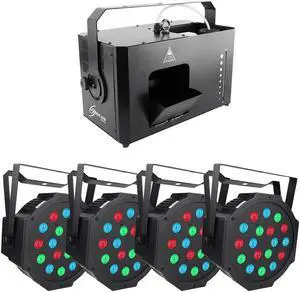 CHAUVET DJ Hurricane Haze 4D - Haze Machine with Wired Remote Control + (4) BETOPPER Par Lights 18 LED RGB 24W Par Stage Lights