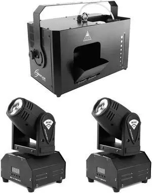 CHAUVET DJ Hurricane Haze 4D - Haze Machine with Wired Remote Control + (2) MFL. 10w LED Moving Head Light RGBW Stage Light Mini Moving Beams Rotating Moving Head