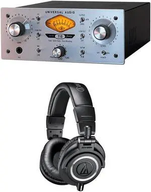 Universal Audio 710 Twin-Finity - Microphone/Line Preamplifier + Audio-Technica ATH-M50x Monitor Headphones (Black)