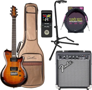 Godin (024124) LGXT Cognac Burst Flame Guitar / Bag, Fender Frontman 10G, ErnieBall Cable, KLIQ TinyTune, Gator GFW-GTR-1000 Stand Bundle Godin (024124) LGXT Cognac Burst Flame Guitar / Bag, Fender Frontman 10G, ErnieBall Cable, KLIQ TinyTune, Gator GFW-GTR-1000 Stand Bundle
