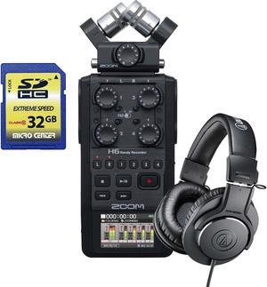 Zoom H6 6-Track Handy Recorder Bundle with Universal Windscreen, Power  Adapter and Memory Card (4 Items)