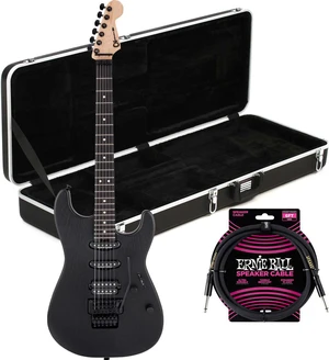 Charvel Pro-Mod San Dimas Style 1 HSS FR Sassafras Satin Black, Gator GC-ELECTRIC-A Case, ErnieBall Cable Bundle Charvel Pro-Mod San Dimas Style 1 HSS FR Sassafras Satin Black, Gator GC-ELECTRIC-A Case, ErnieBall Cable Bundle