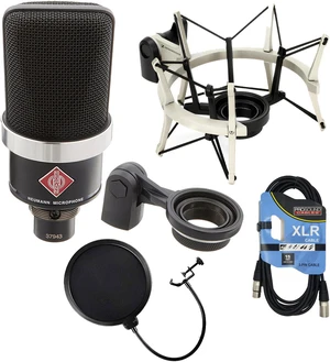 Neumann TLM-102 Studio Condenser Microphone (Black), Sennheiser MKS4 Shock Mount, POP Filter, XLR Cable Bundle Neumann TLM-102 Studio Condenser Microphone (Black), Sennheiser MKS4 Shock Mount, POP Filter, XLR Cable Bundle