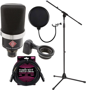 Neumann TLM-102 Studio Condenser Microphone (Black), Mic Stand, ErnieBall XLR Cable, POP Filter Bundle Neumann TLM-102 Studio Condenser Microphone (Black), Mic Stand, ErnieBall XLR Cable, POP Filter Bundle