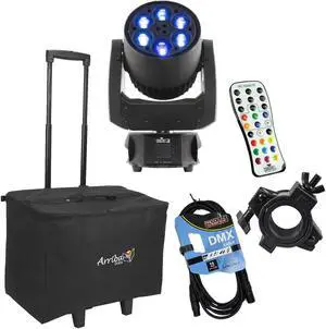 CHAUVET DJ Intimidator Trio  LED Moving Head, Arriba Cases ACR-19, DMX Cable, Clamp, Remote Control Bundle