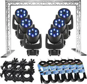 (6) CHAUVET DJ Intimidator Trio  LED Moving Head, TRUSST Goal Post Kit Lighting Truss, (6) DMX Cables, (6) Clamps Bundle