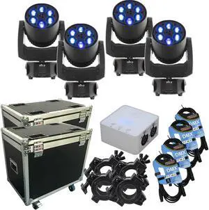(4) CHAUVET DJ Intimidator Trio  LED Moving Head, (2) Moving Head Flight Cases, (4) DMX Cables, (4) Clamps, ADJ MyDMX3.0 Bundle
