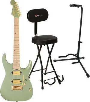 Charvel DK24-7 NOVA Pro-Mod  Satin Sage Green, Gator GFW-GTR-1000 Stand, Gator GFW-GTR-SEAT Bundle