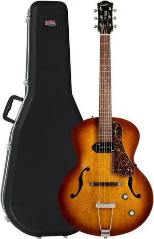 Godin (031986) 5th Avenue Electric Guitar  Cognac Burst, Gator GC-DREAD Guitar Case Bundle