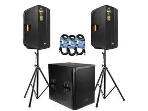 (2)PRO DG Cordoba 15A 2-Way Professional Active Speaker, 131dB, 2400 Watts DJ PA Speaker, PRO DG Aviator S118A Active Subwoofer 3200W, Speaker Stands with Bag, (3) XLR Cable Ideal for Musicians, DJs (2)PRO DG Cordoba 15A 2-Way Professional Active Speaker, 131dB, 2400 Watts DJ PA Speaker, PRO DG Aviator S118A Active Subwoofer 3200W, Speaker Stands with Bag, (3) XLR Cable Ideal for Musicians, DJs