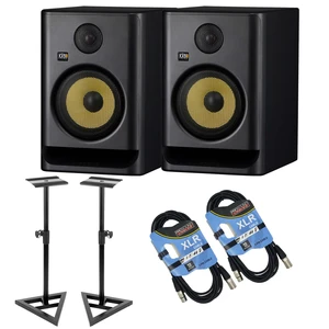 (2) KRK ROKIT 7 G5 7-inch Powered Studio Monitor (Black) - Pair Studio Monitor Stands - (2) XLR Cable Bundle (2) KRK ROKIT 7 G5 7-inch Powered Studio Monitor (Black) - Pair Studio Monitor Stands - (2) XLR Cable Bundle