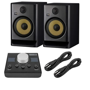 (2) KRK ROKIT 8 G5 8-inch Powered Studio Monitor (Black) - Mackie Big Knob Passive - (2)1/4 Cable Bundle (2) KRK ROKIT 8 G5 8-inch Powered Studio Monitor (Black) - Mackie Big Knob Passive - (2)1/4 Cable Bundle