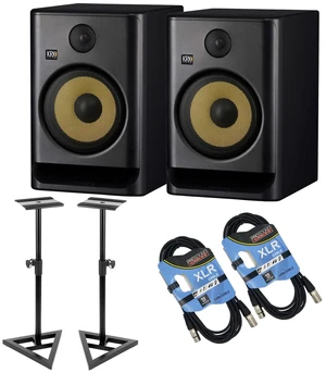 (2) KRK ROKIT 8 G5 8-inch Powered Studio Monitor (Black) - Pair Studio Monitor Stands - (2)XLR Cable Bundle (2) KRK ROKIT 8 G5 8-inch Powered Studio Monitor (Black) - Pair Studio Monitor Stands - (2)XLR Cable Bundle