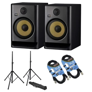 (2) KRK ROKIT 8 G5 8-inch Powered Studio Monitor (Black) - Pair of Desktop Speaker Stands - (2)XLR Cable Bundle (2) KRK ROKIT 8 G5 8-inch Powered Studio Monitor (Black) - Pair of Desktop Speaker Stands - (2)XLR Cable Bundle