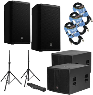 (2) Electro Voice ZLX-15P-G2 - PSG AUDIO Chaos 18 Active Sub 4000W -(2) Speaker Stands - (3) XLR Cables Bundle (2) Electro Voice ZLX-15P-G2 - PSG AUDIO Chaos 18 Active Sub 4000W -(2) Speaker Stands - (3) XLR Cables Bundle